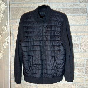 Naadam men’s 100% wool mixed media jacket L Charcoal Gray Black